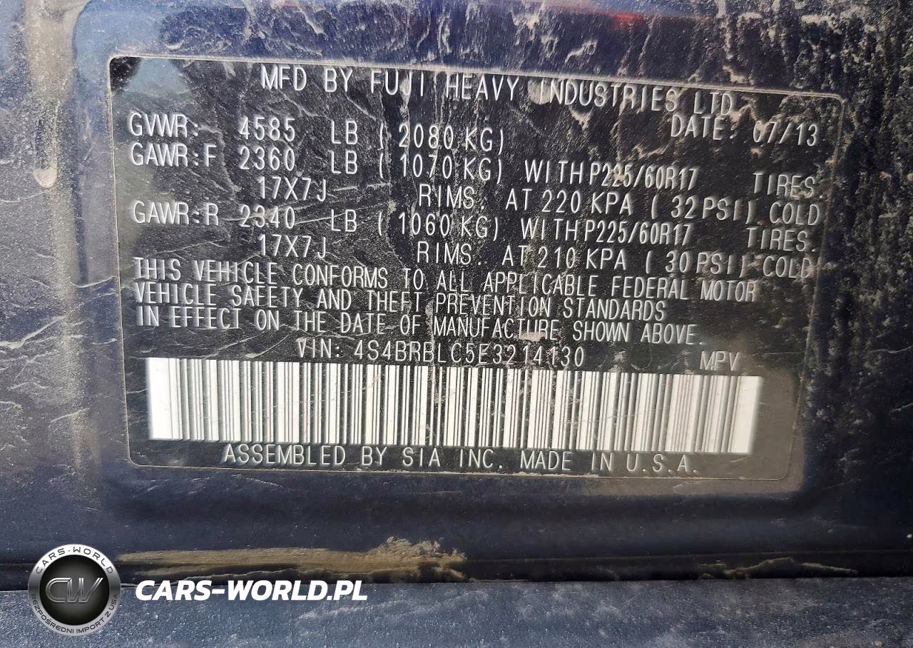 2014 Subaru Outback 2.5I Limited VIN:4S4BRBLC5E3214130 - 12