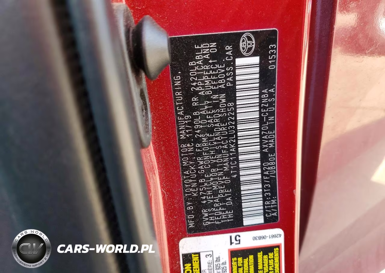 2020 Toyota Camry Le VIN:4T1C11AK2LU322258 - 12