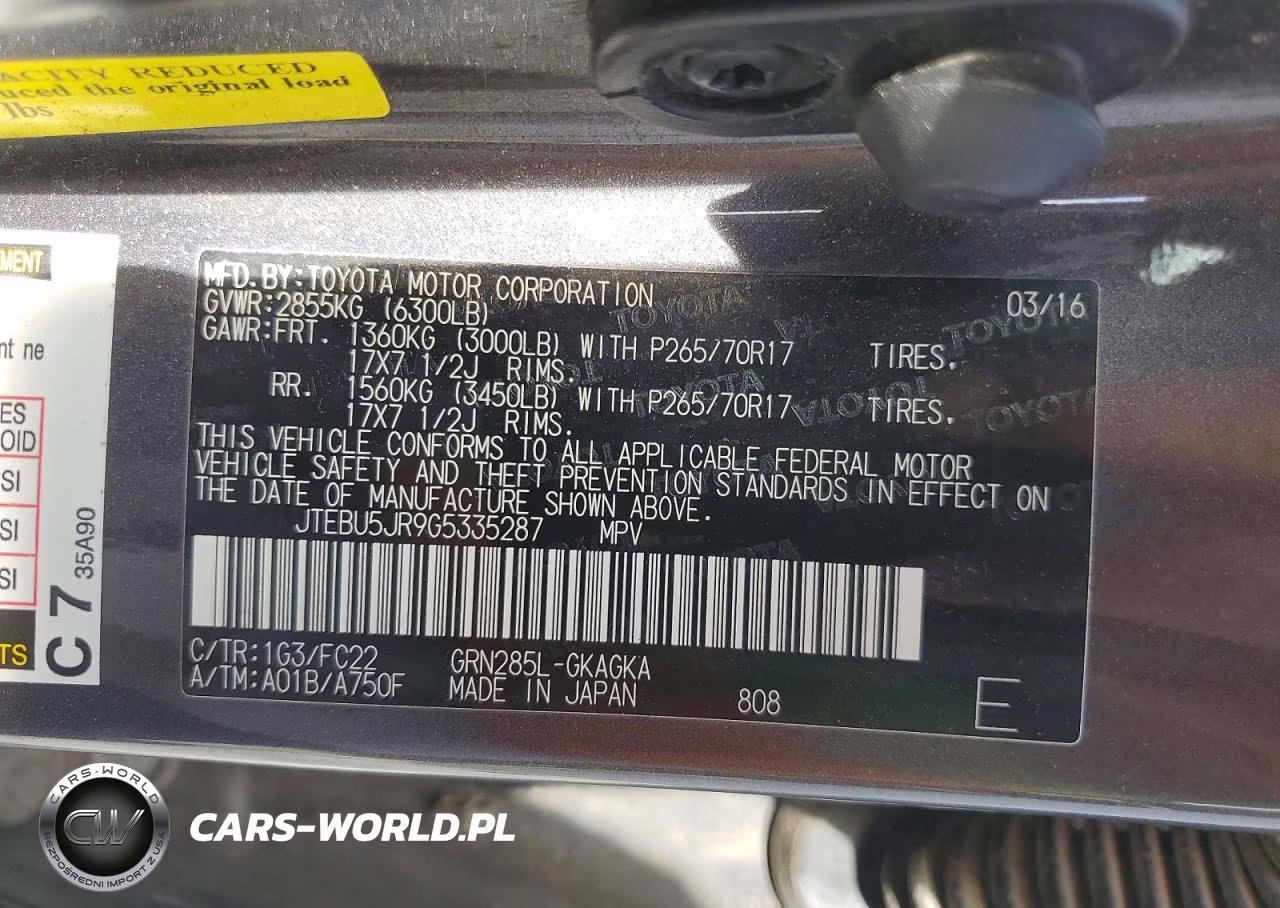 2016 Toyota 4Runner Trail VIN:JTEBU5JR9G5335287 - 13