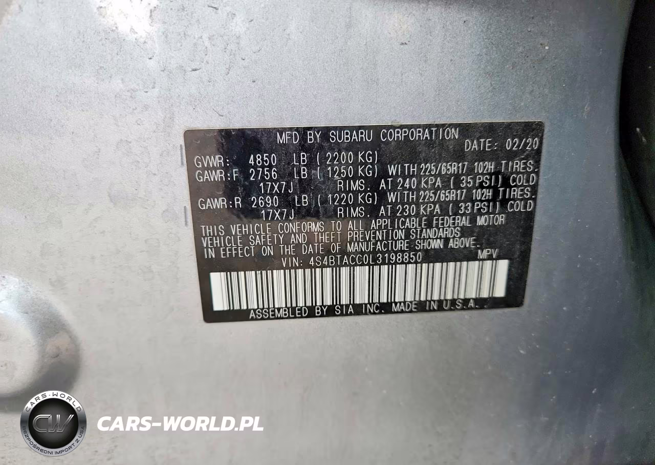 2020 Subaru Outback Premium VIN:4S4BTACC0L3198850 - 14