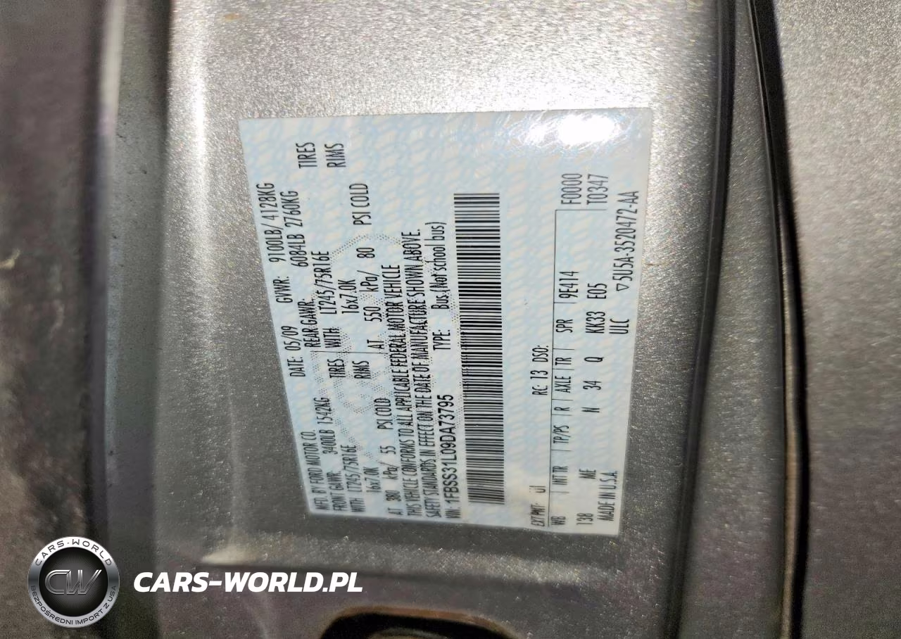 2009 Ford Econoline E350 Super Duty Wagon VIN:1FBSS31L09DA73795 - 13