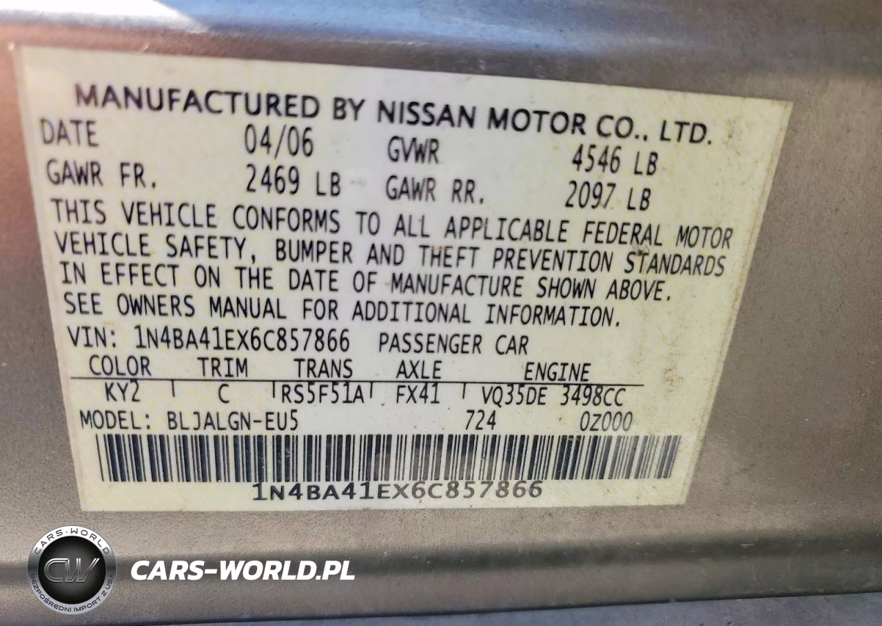 2006 Nissan Maxima VIN:1N4BA41EX6C857866 - 12