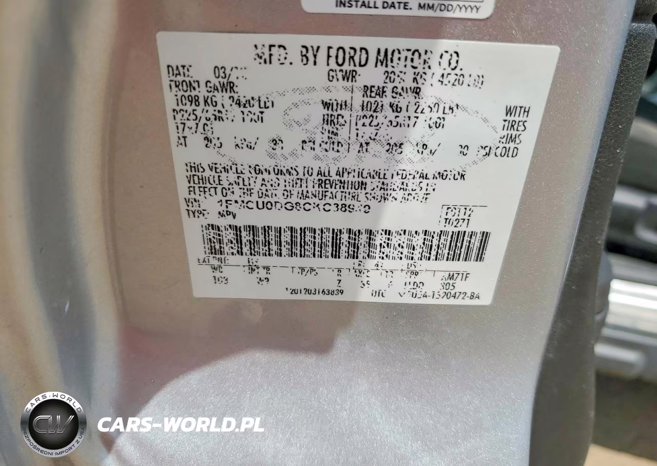 2012 Ford Escape Xlt VIN:1FMCU0DG8CKC38949 - 13