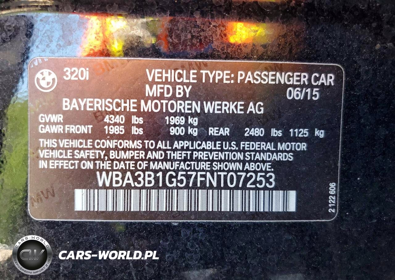 2015 BMW 320 I VIN:WBA3B1G57FNT07253 - 12