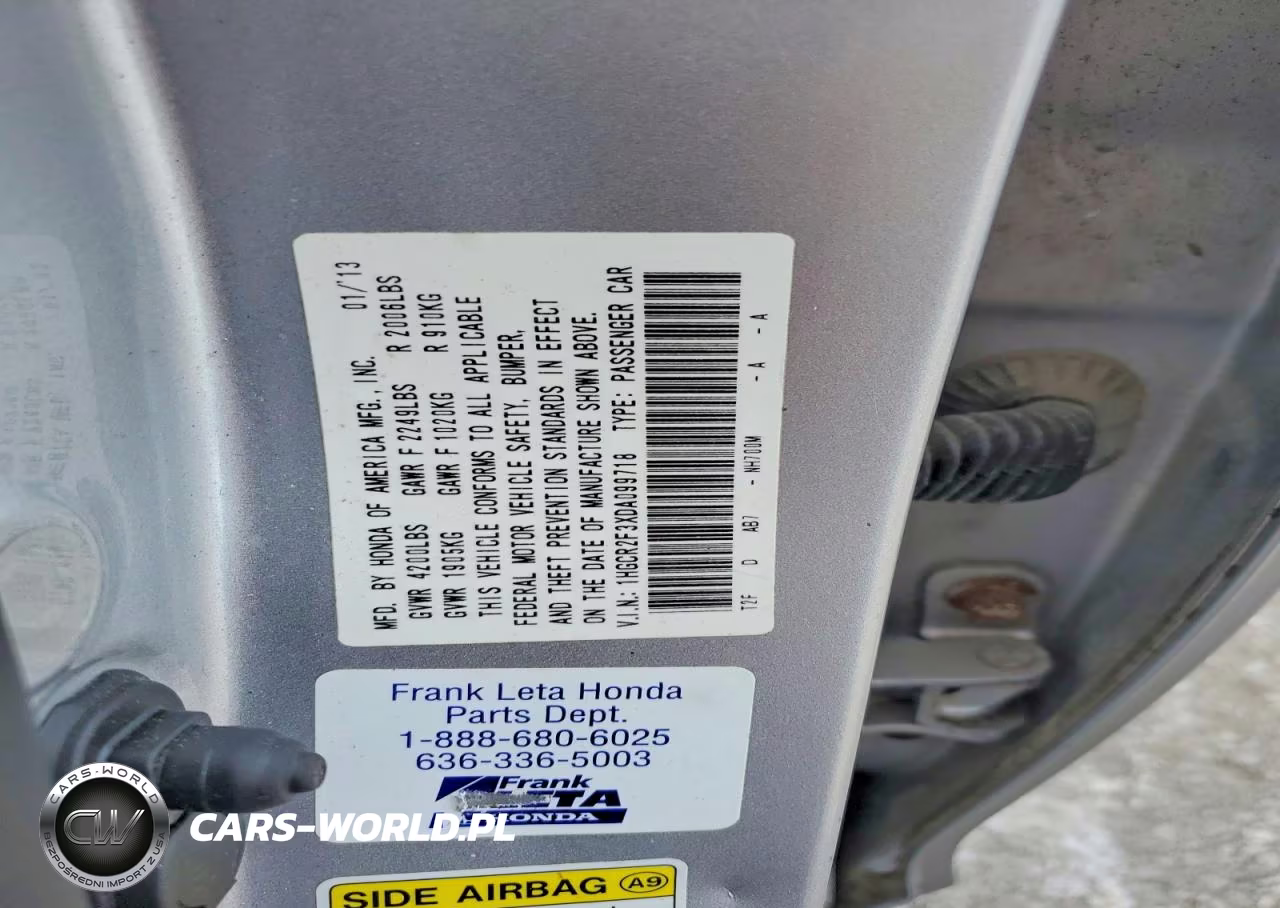 2013 Honda Accord Lx VIN:1HGCR2F3XDA099718 - 12