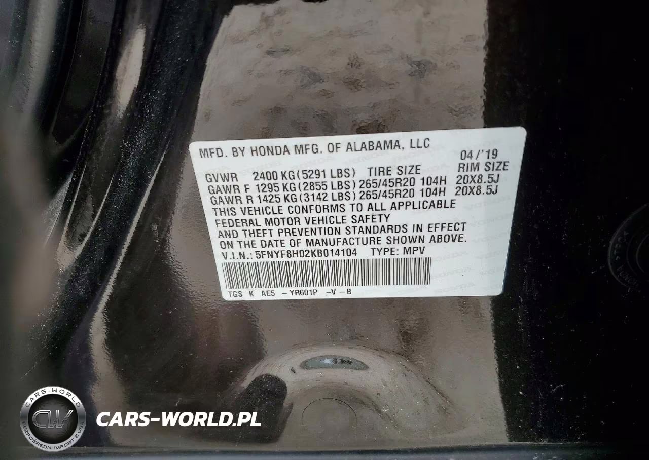 2019 Honda Passport Elite VIN:5FNYF8H02KB014104 - 13