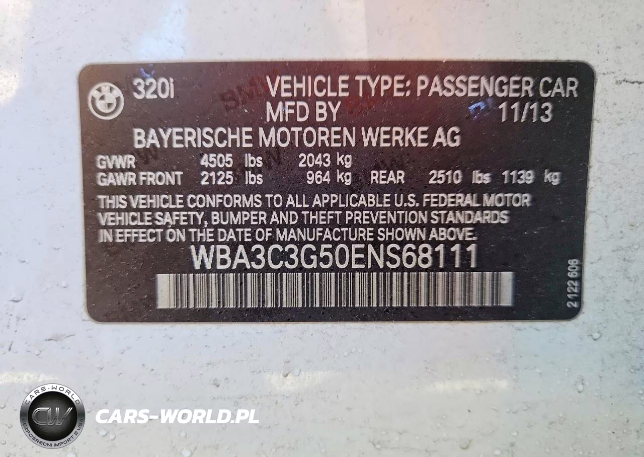 2014 BMW 320 I xDrive VIN:WBA3C3G50ENS68111 - 12