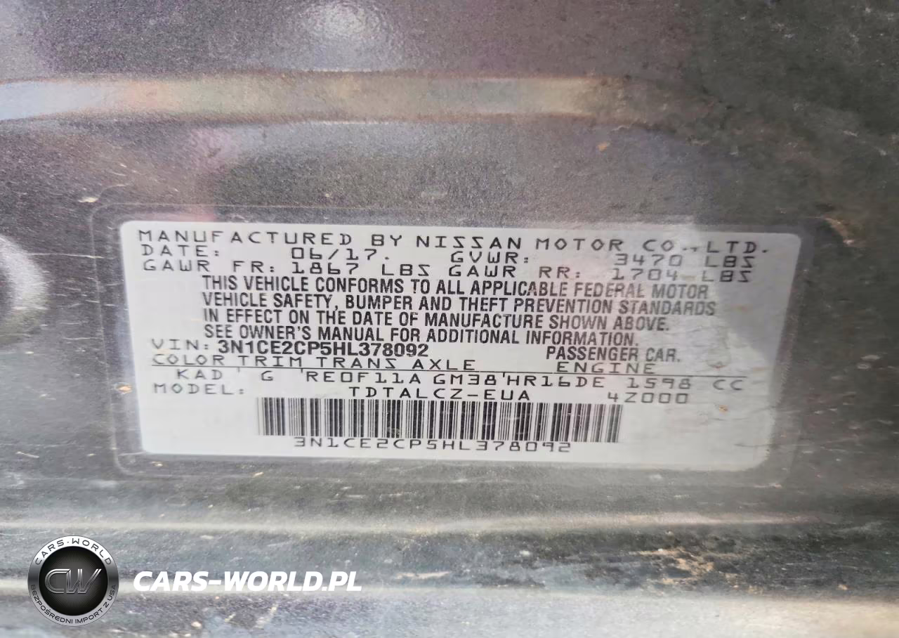 2017 Nissan Versa Note S Plus VIN:3N1CE2CP5HL378092 - 12