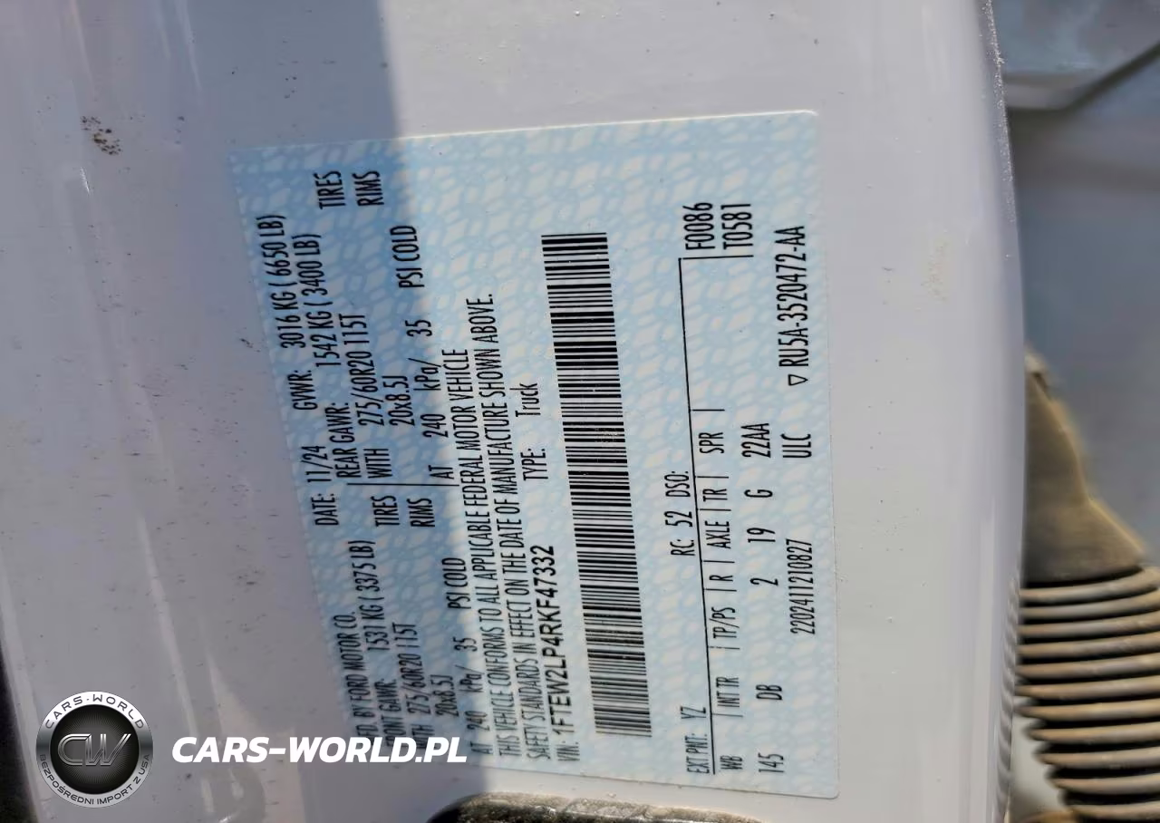 2024 Ford F150 Stx VIN:1FTEW2LP4RKF47332 - 12