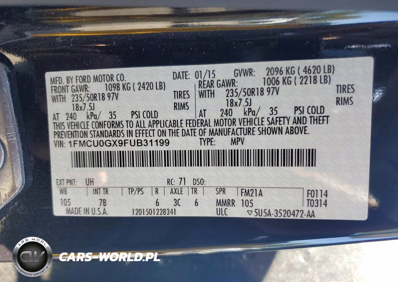 2015 Ford Escape Se VIN:1FMCU0GX9FUB31199 - 13