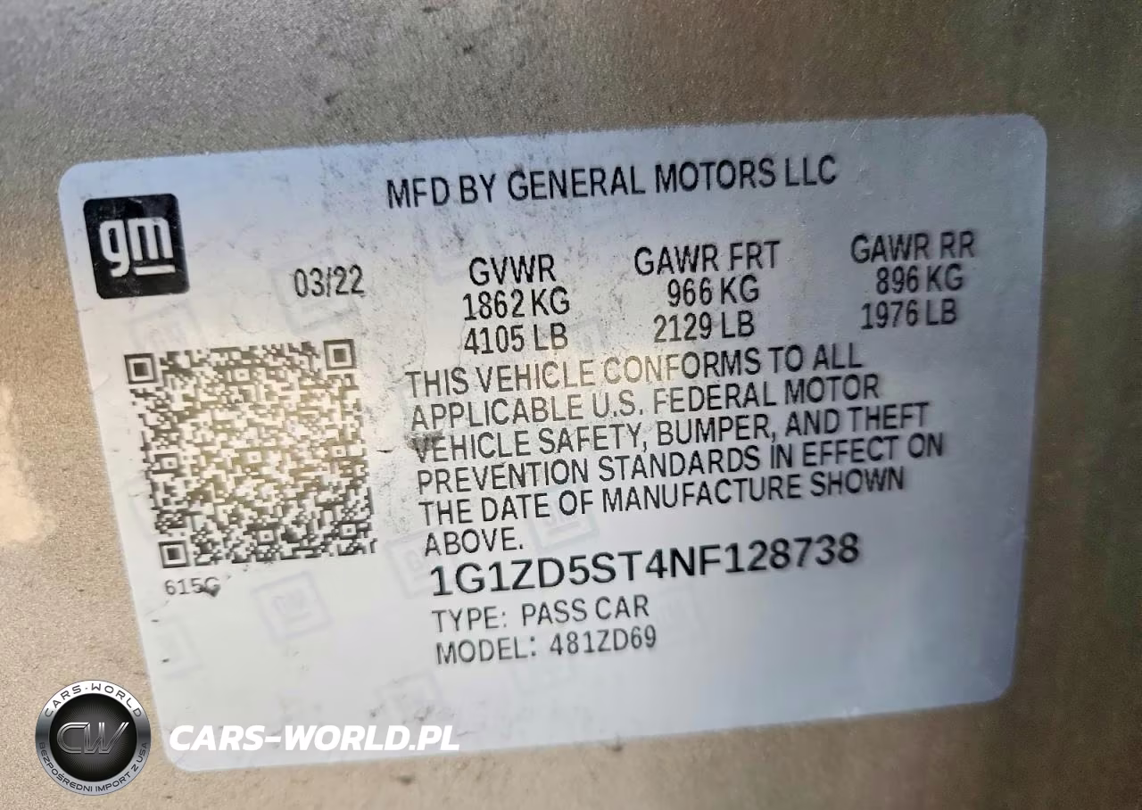 2022 Chevrolet Malibu Lt VIN:1G1ZD5ST4NF128738 - 12