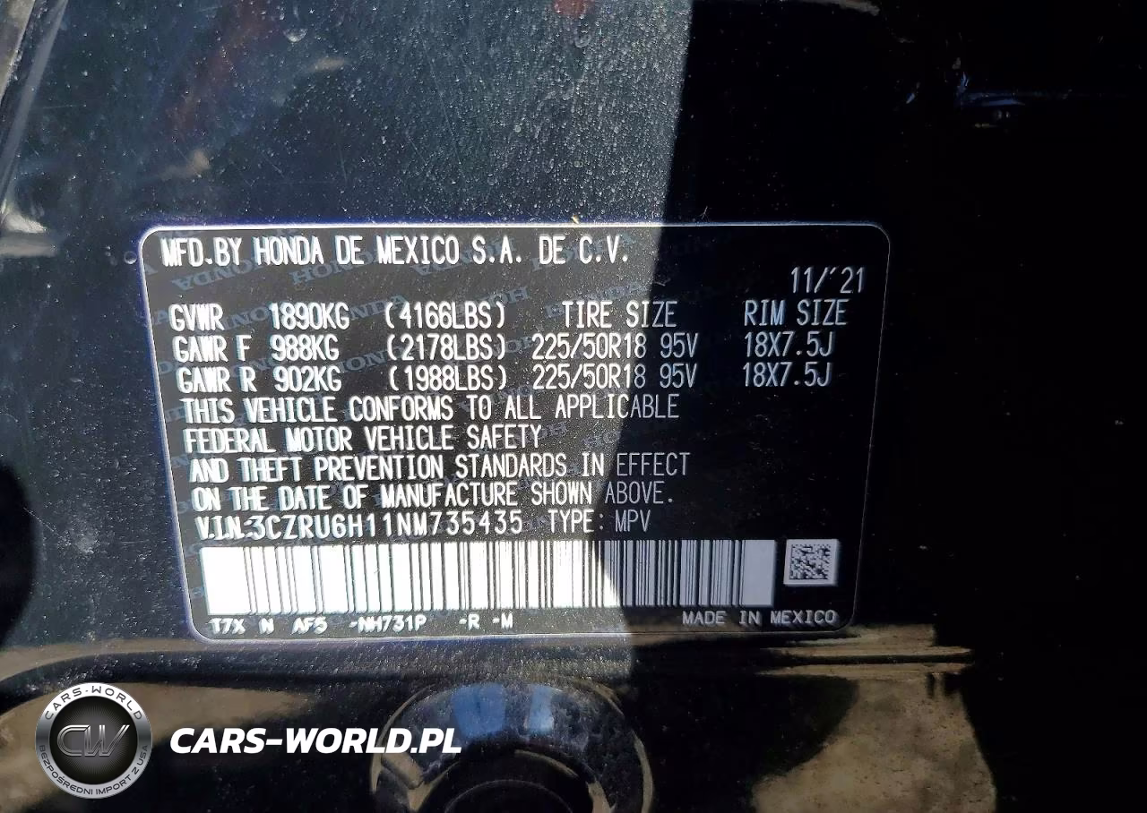 2022 Honda Hr-V Sport VIN:3CZRU6H11NM735435 - 12
