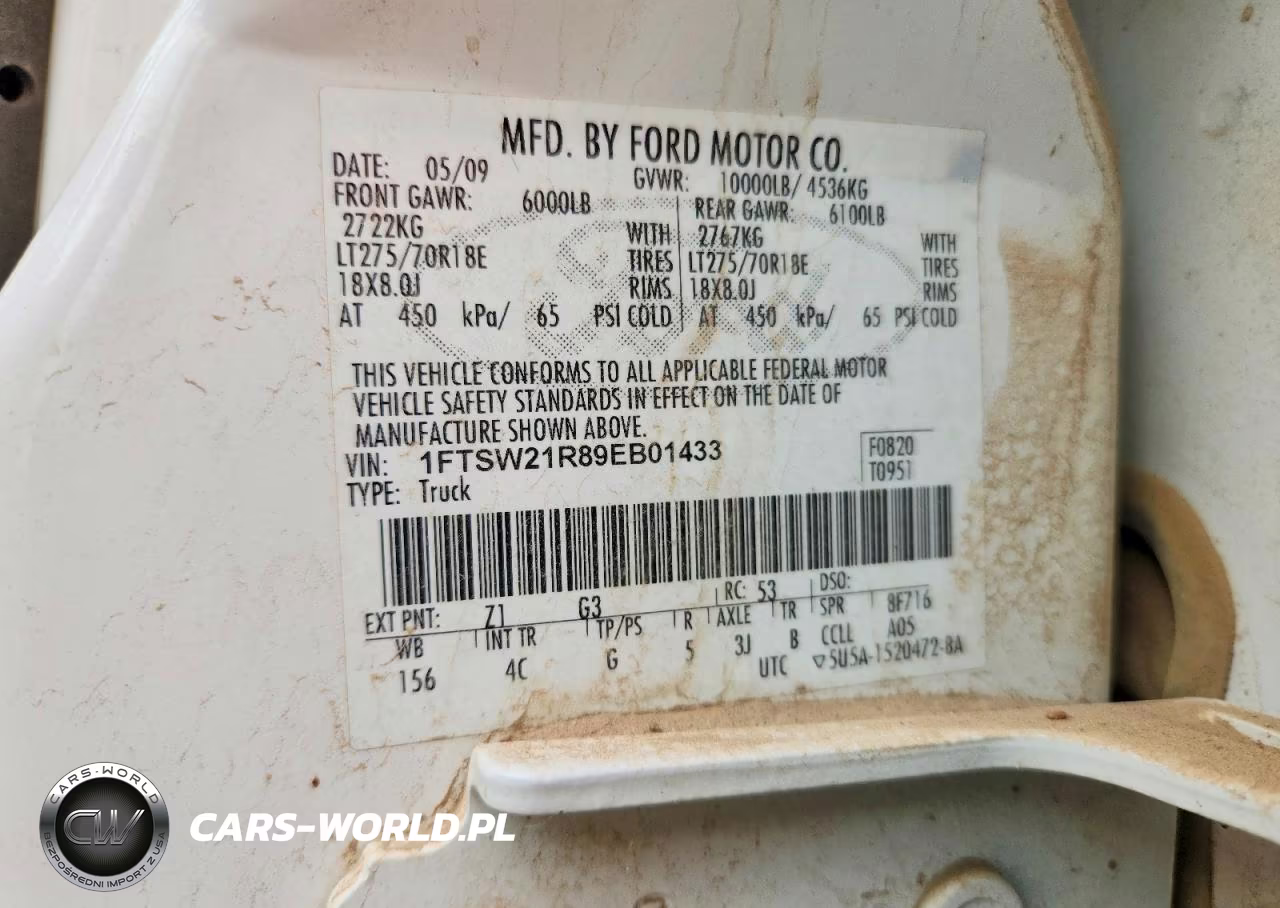 2009 Ford F250 Super Duty VIN:1FTSW21R89EB01433 - 12