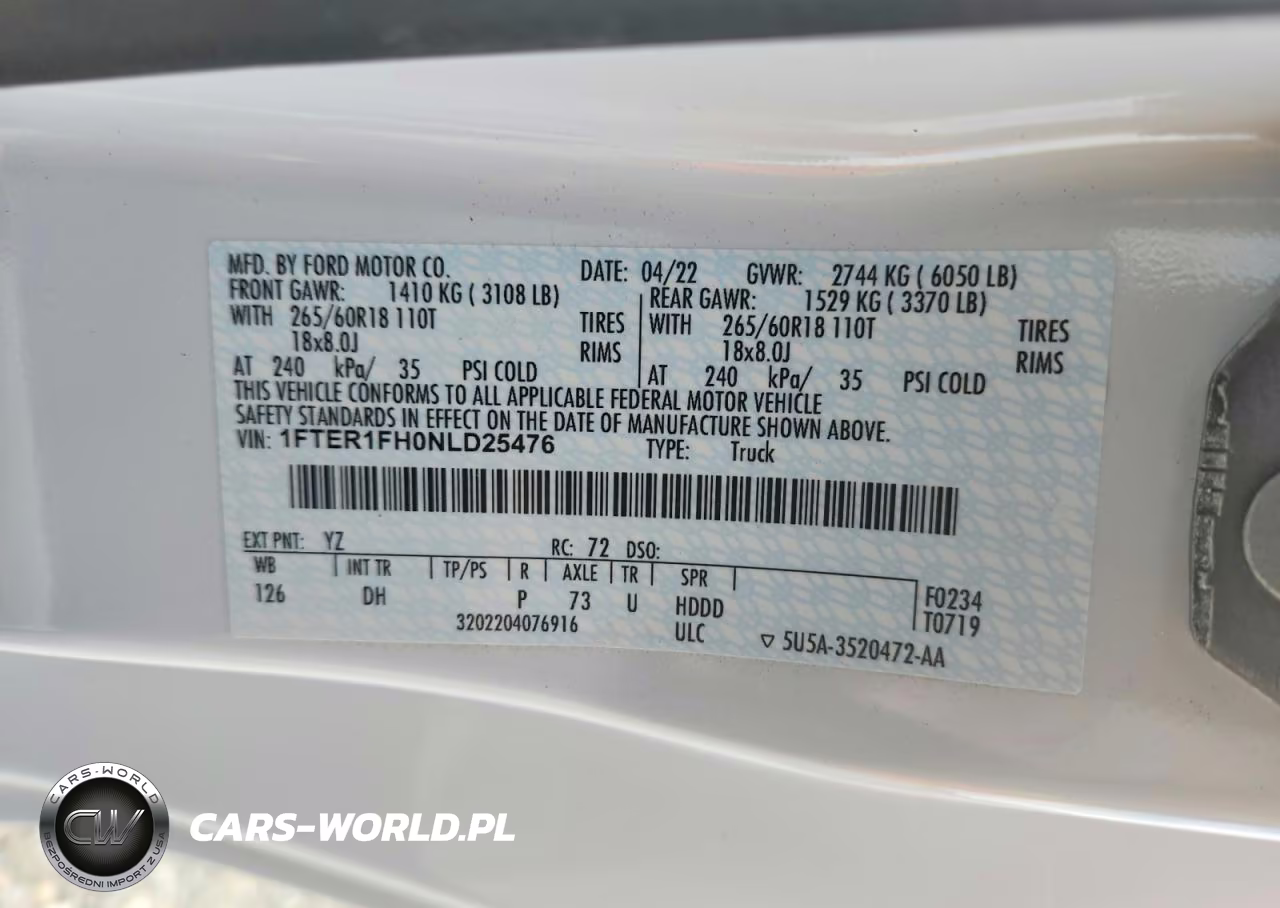 2022 Ford Ranger Xl VIN:1FTER1FH0NLD25476 - 12