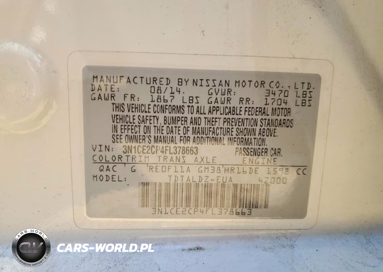 2015 Nissan Versa Note Sv VIN:3N1CE2CP4FL378663 - 14