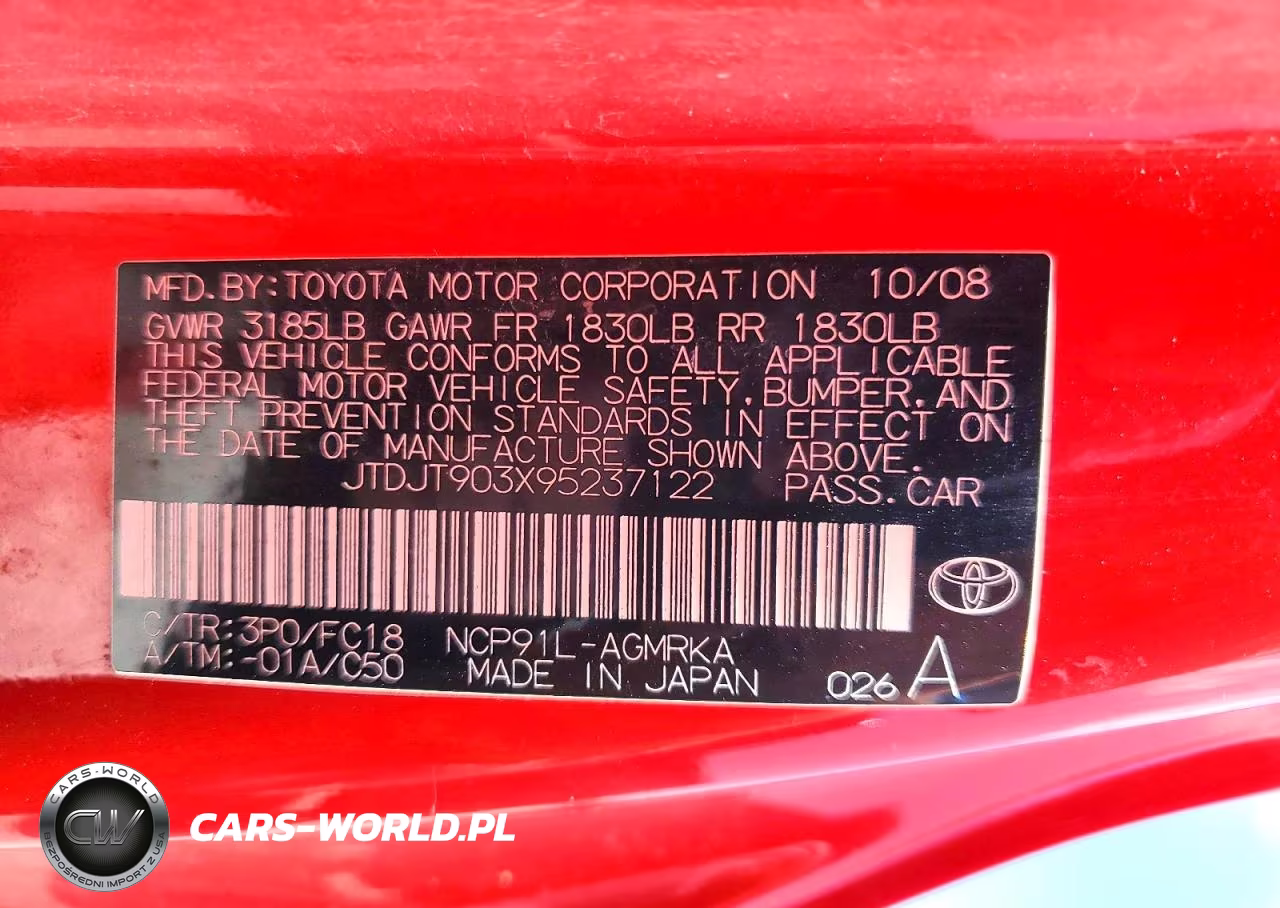2009 Toyota Yaris Base VIN:JTDJT903X95237122 - 12