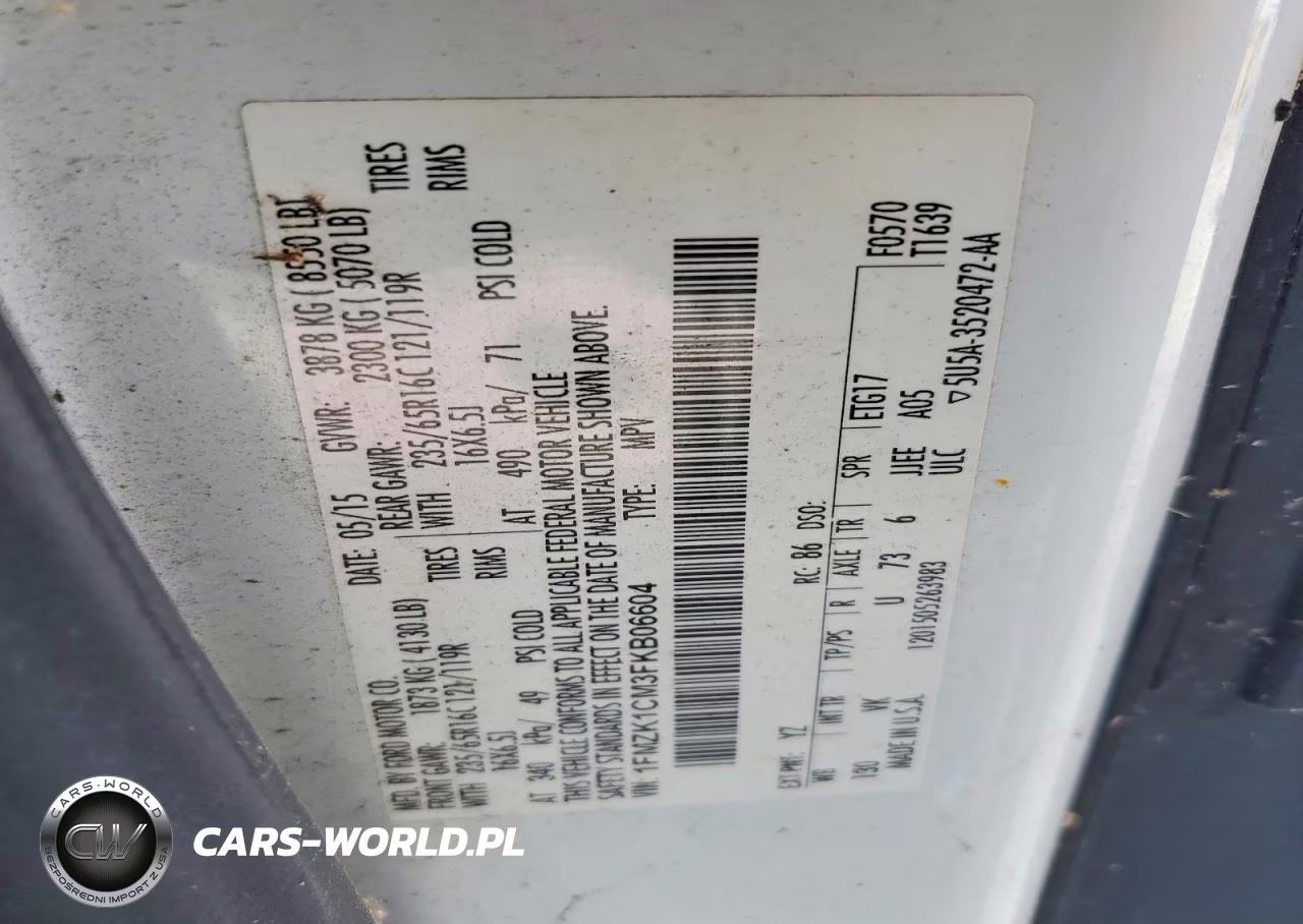 2015 Ford Transit T-150 VIN:1FMZK1CM3FKB06604 - 14