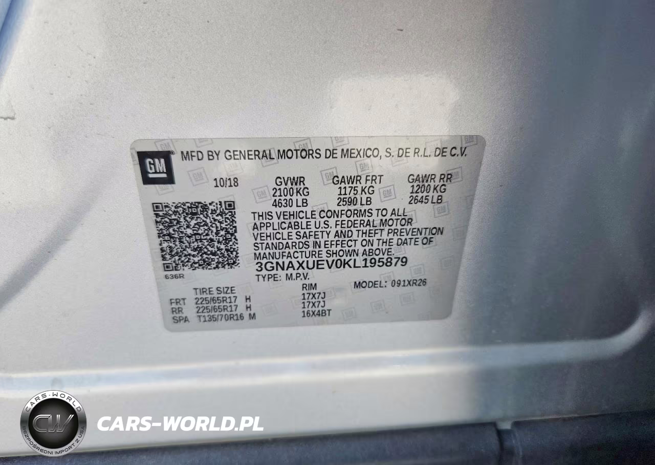 2019 Chevrolet Equinox Lt VIN:3GNAXUEV0KL195879 - 12