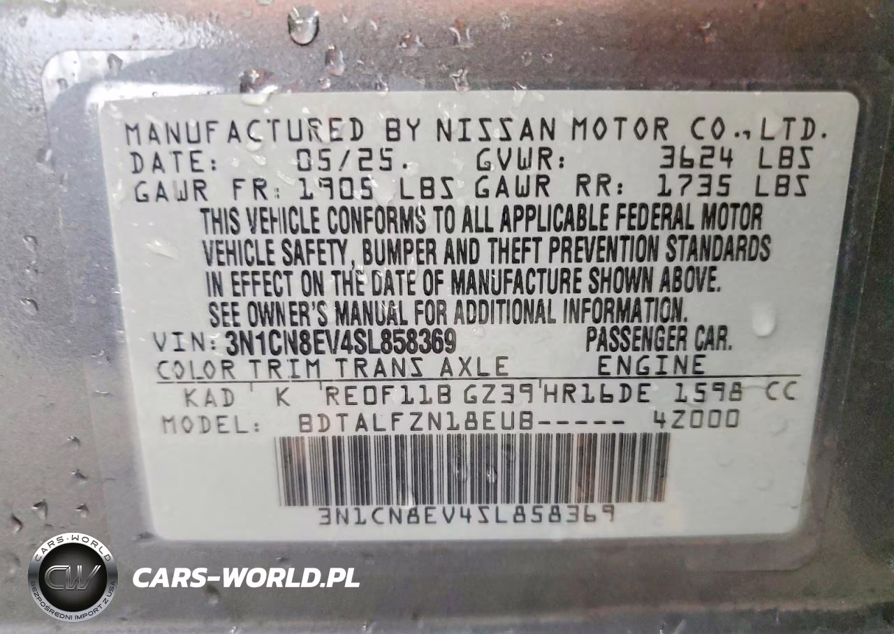 2025 Nissan Versa Sv VIN:3N1CN8EV4SL858369 - 12