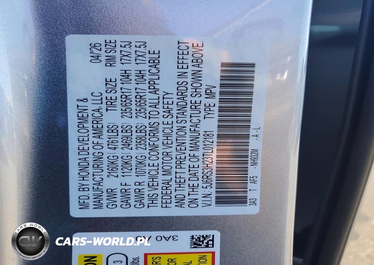 2026 Honda Cr-V Lx VIN:5J6RS3H23TL012181 - 14