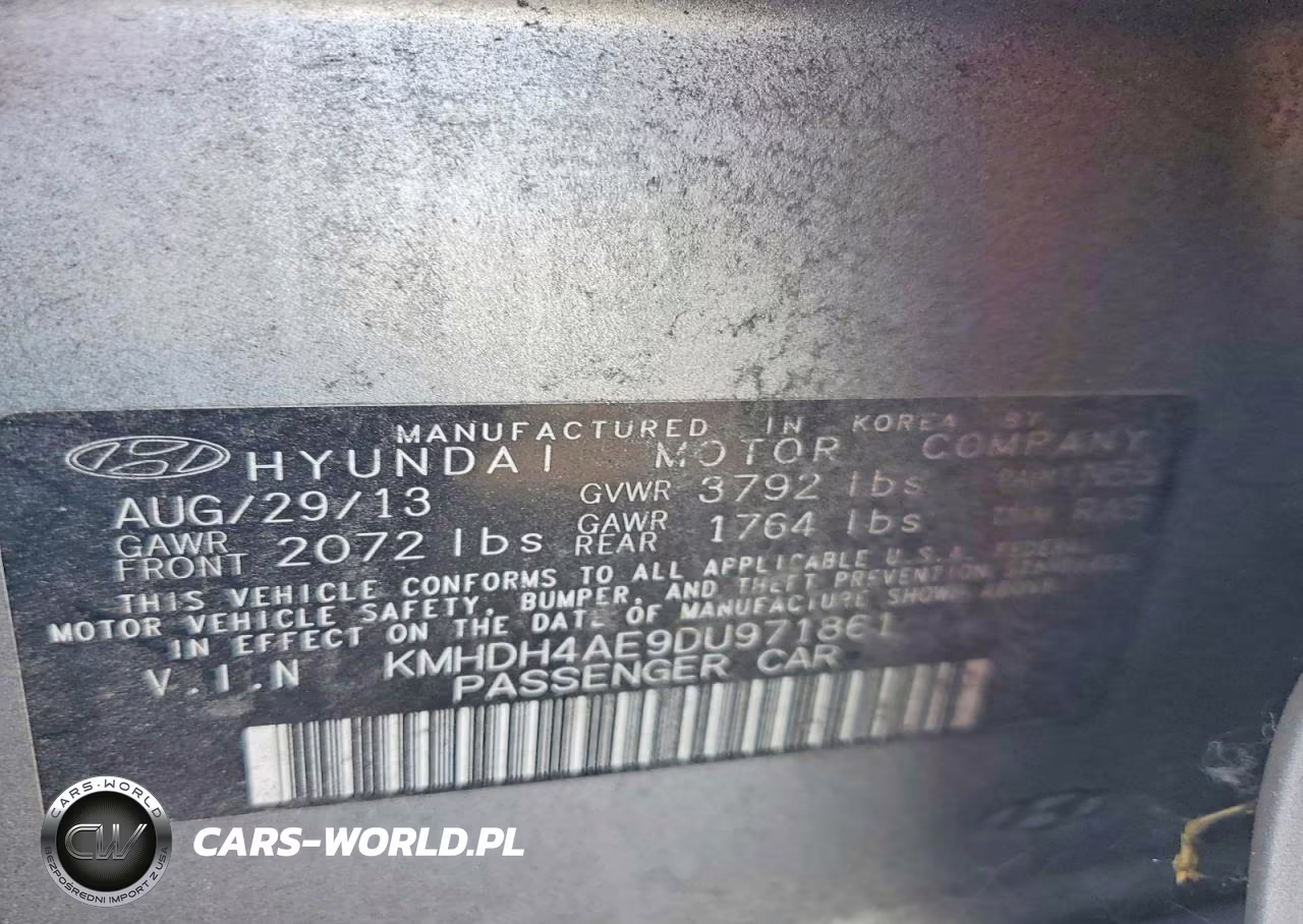 2013 Hyundai Elantra Gls VIN:KMHDH4AE9DU971861 - 12
