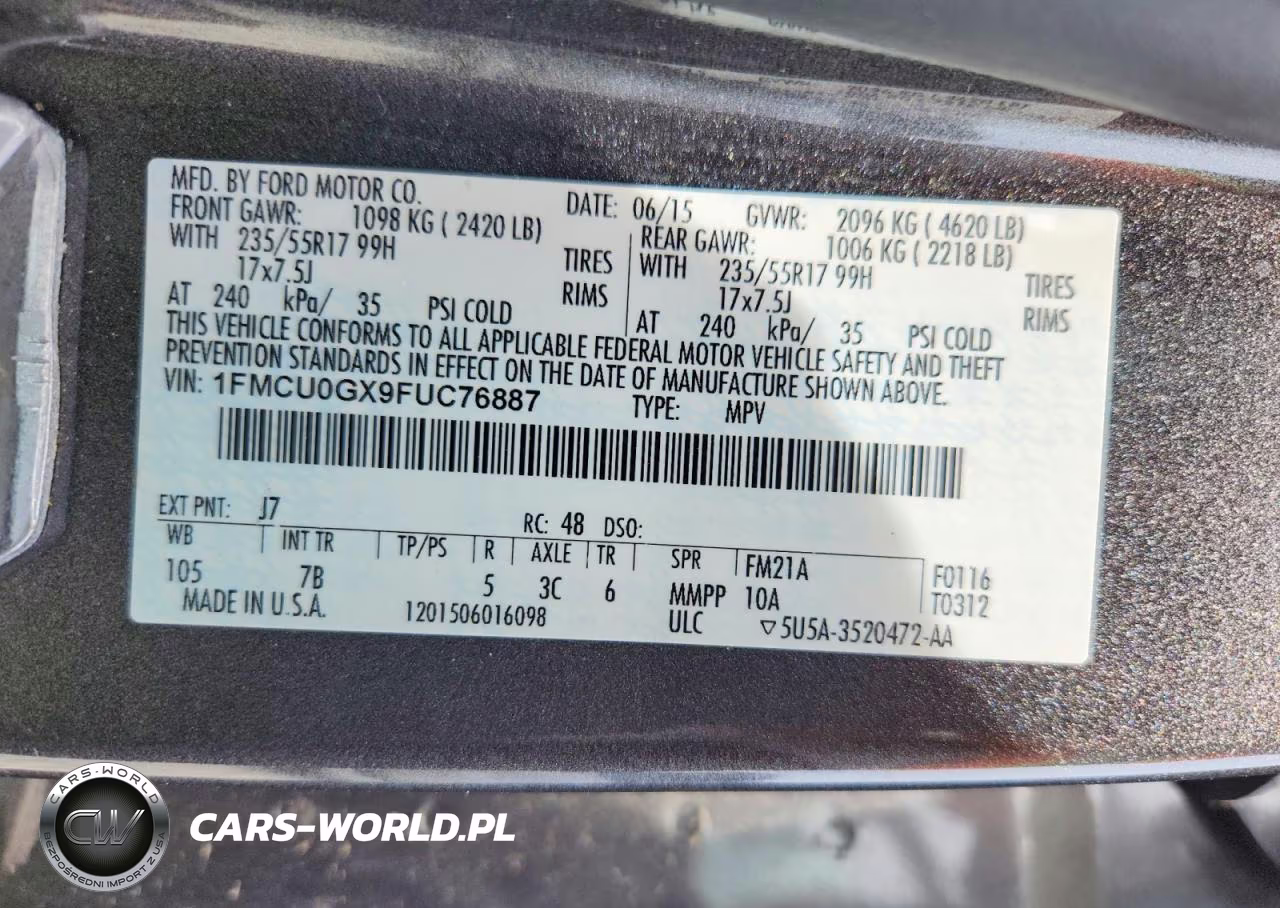 2015 Ford Escape Se VIN:1FMCU0GX9FUC76887 - 13