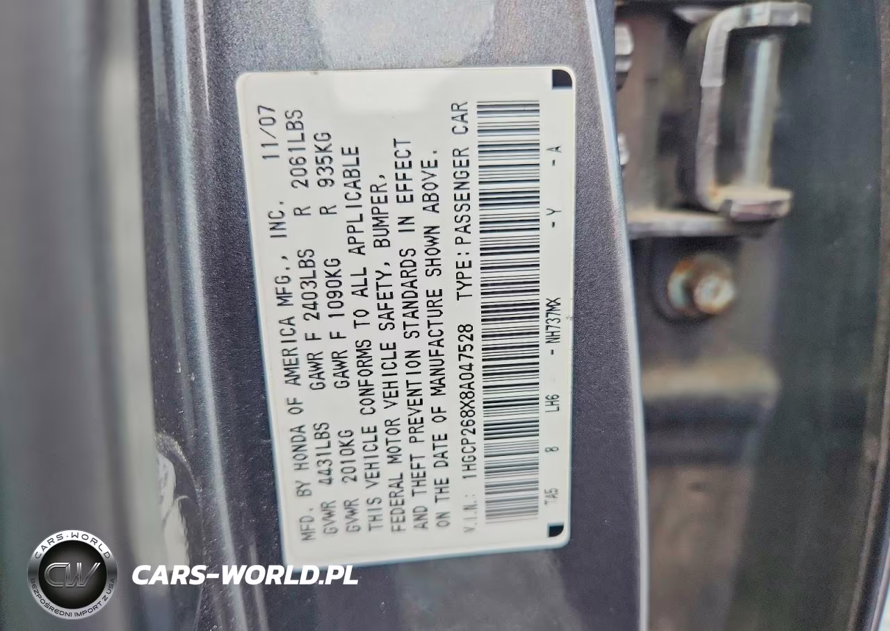 2008 Honda Accord Exl VIN:1HGCP268X8A047528 - 12