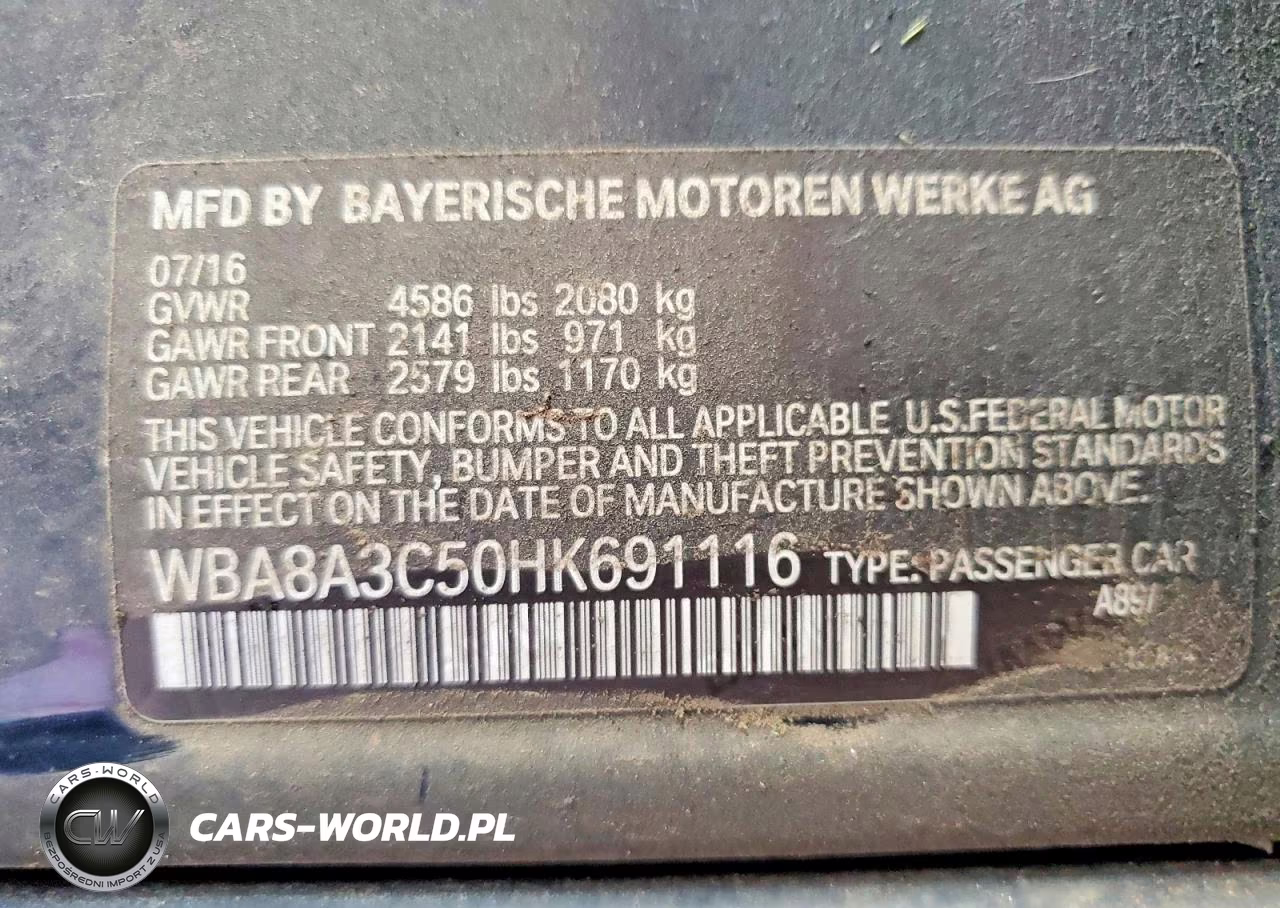 2017 BMW 320 Xi VIN:WBA8A3C50HK691116 - 12