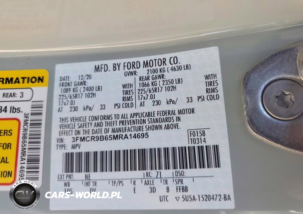 2021 Ford Bronco Sport Big Be VIN:3FMCR9B65MRA14695 - 12