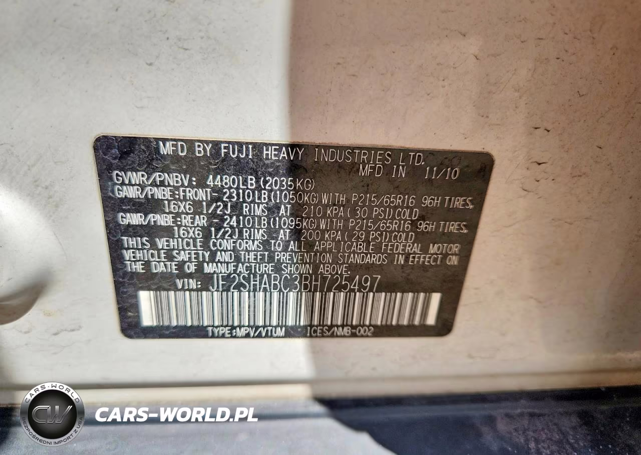 2011 Subaru Forester 2.5X VIN:JF2SHABC3BH725497 - 14