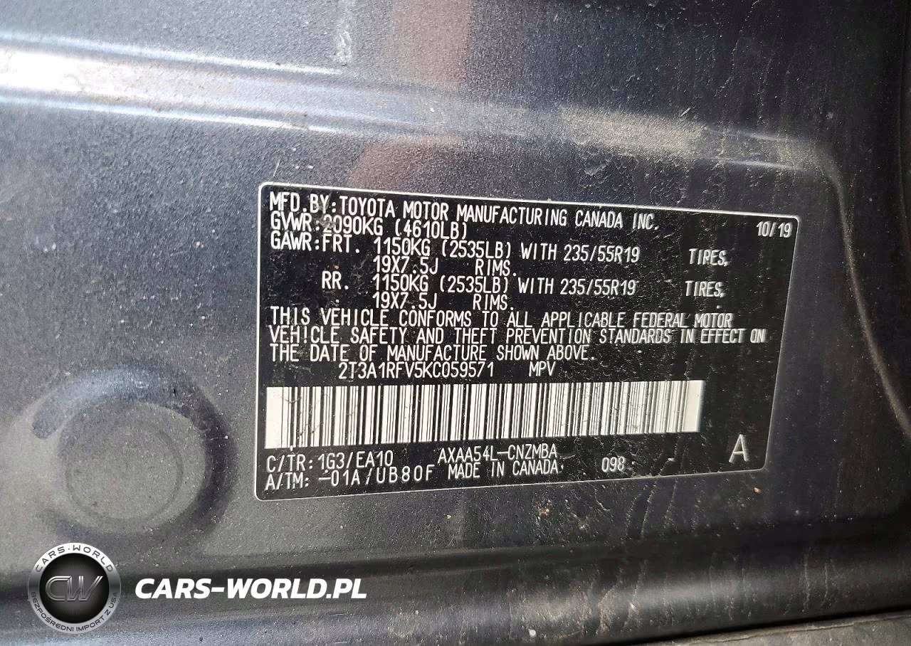 2019 Toyota Rav4 Xle Premium VIN:2T3A1RFV5KC059571 - 13