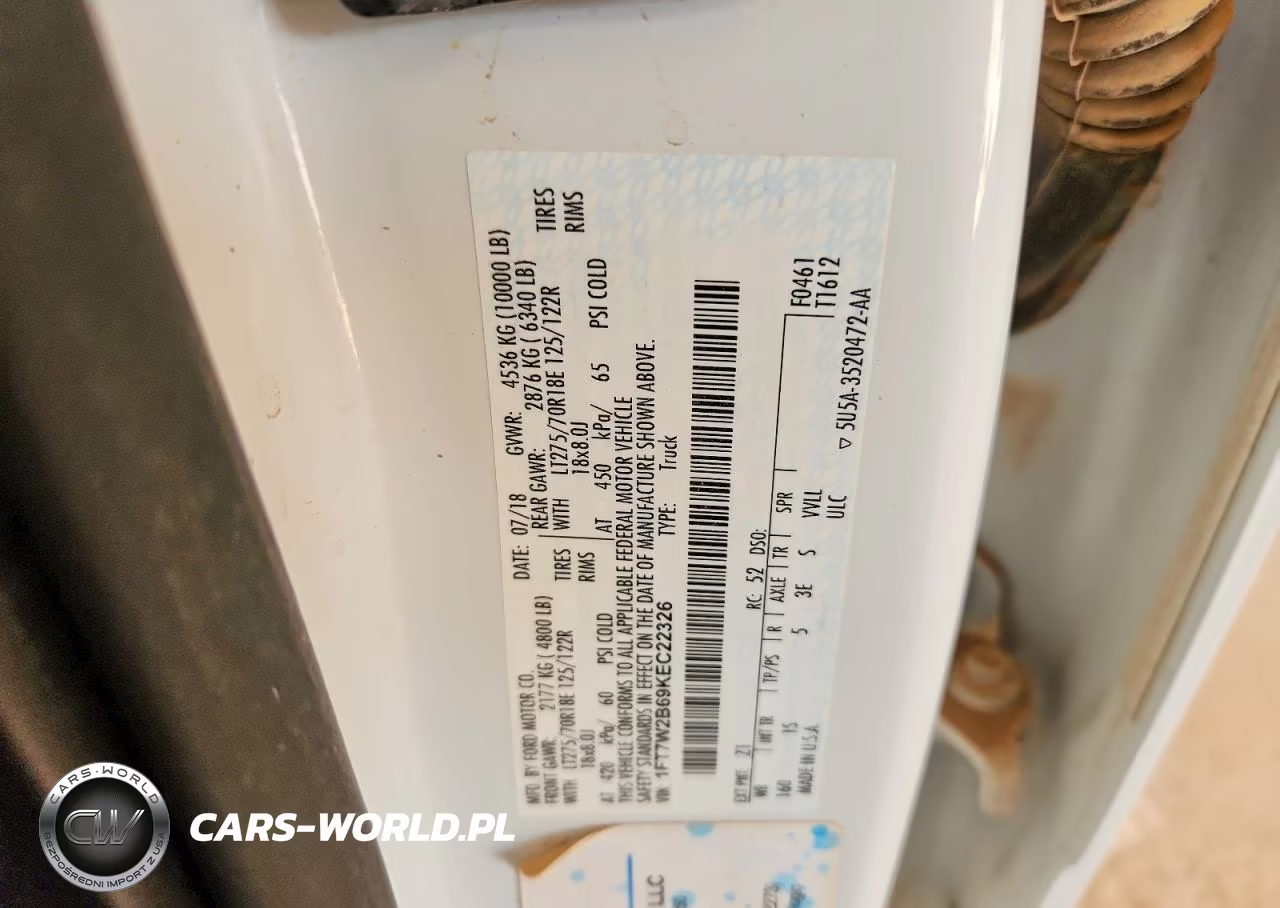 2019 Ford F250 Super Duty VIN:1FT7W2B69KEC22326 - 12