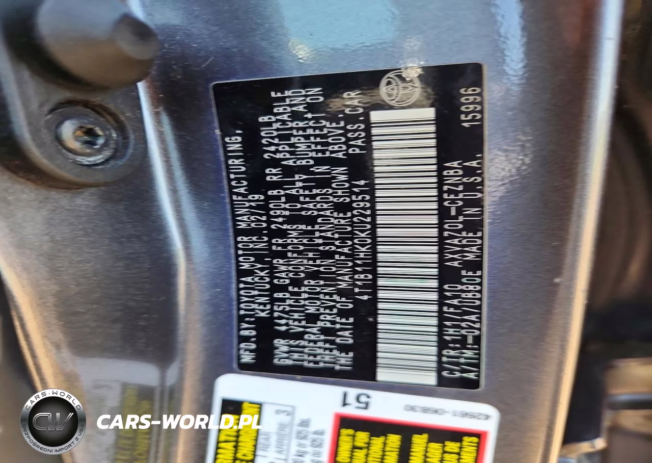 2019 Toyota Camry Le VIN:4T1B11HK0KU229514 - 12