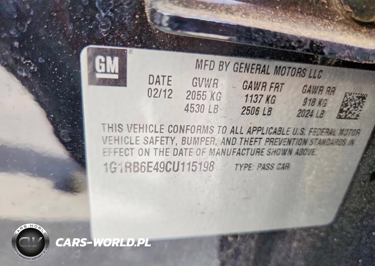2012 Chevrolet Volt VIN:1G1RB6E49CU115198 - 12