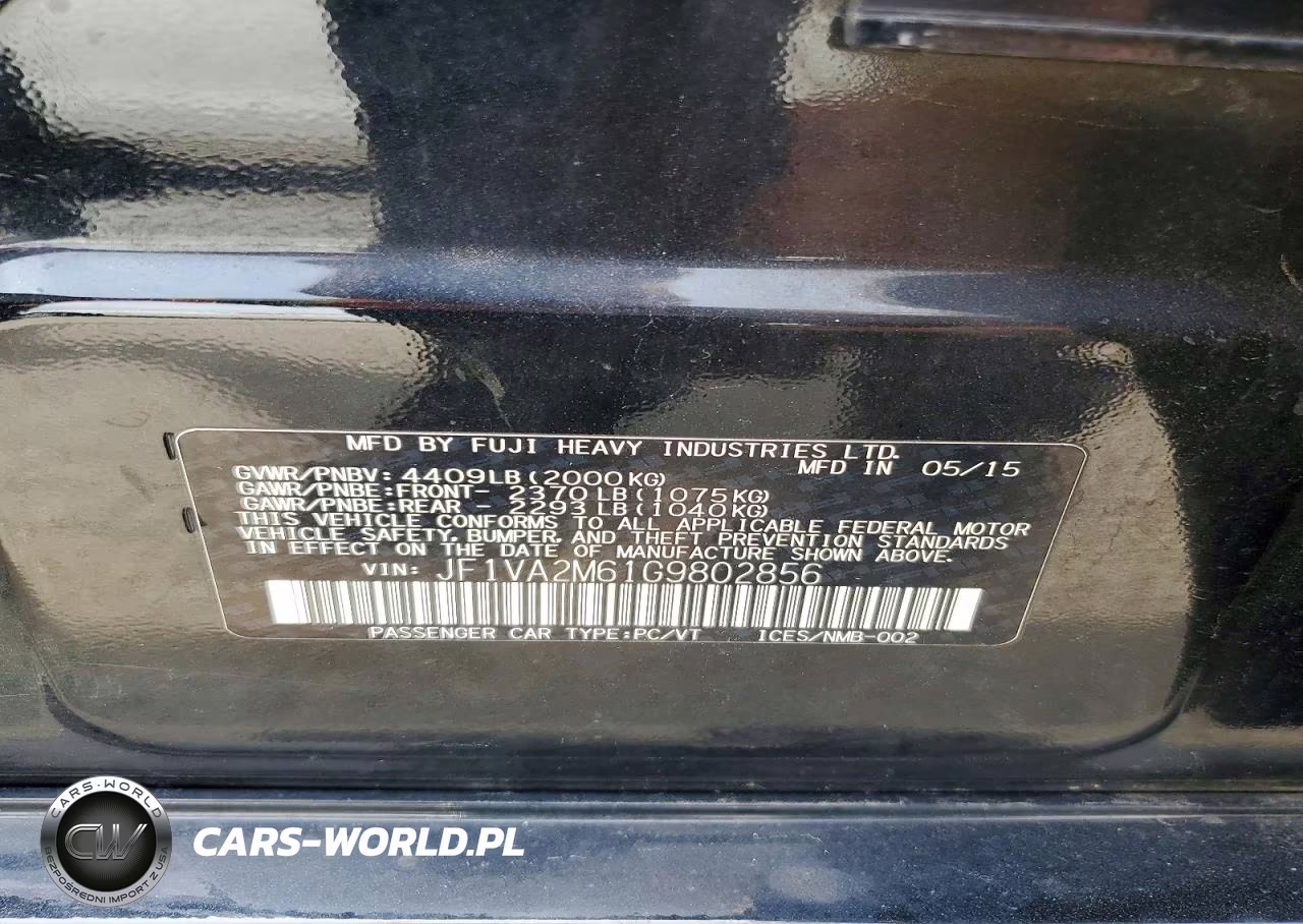 2016 Subaru Wrx Sti VIN:JF1VA2M61G9802856 - 12