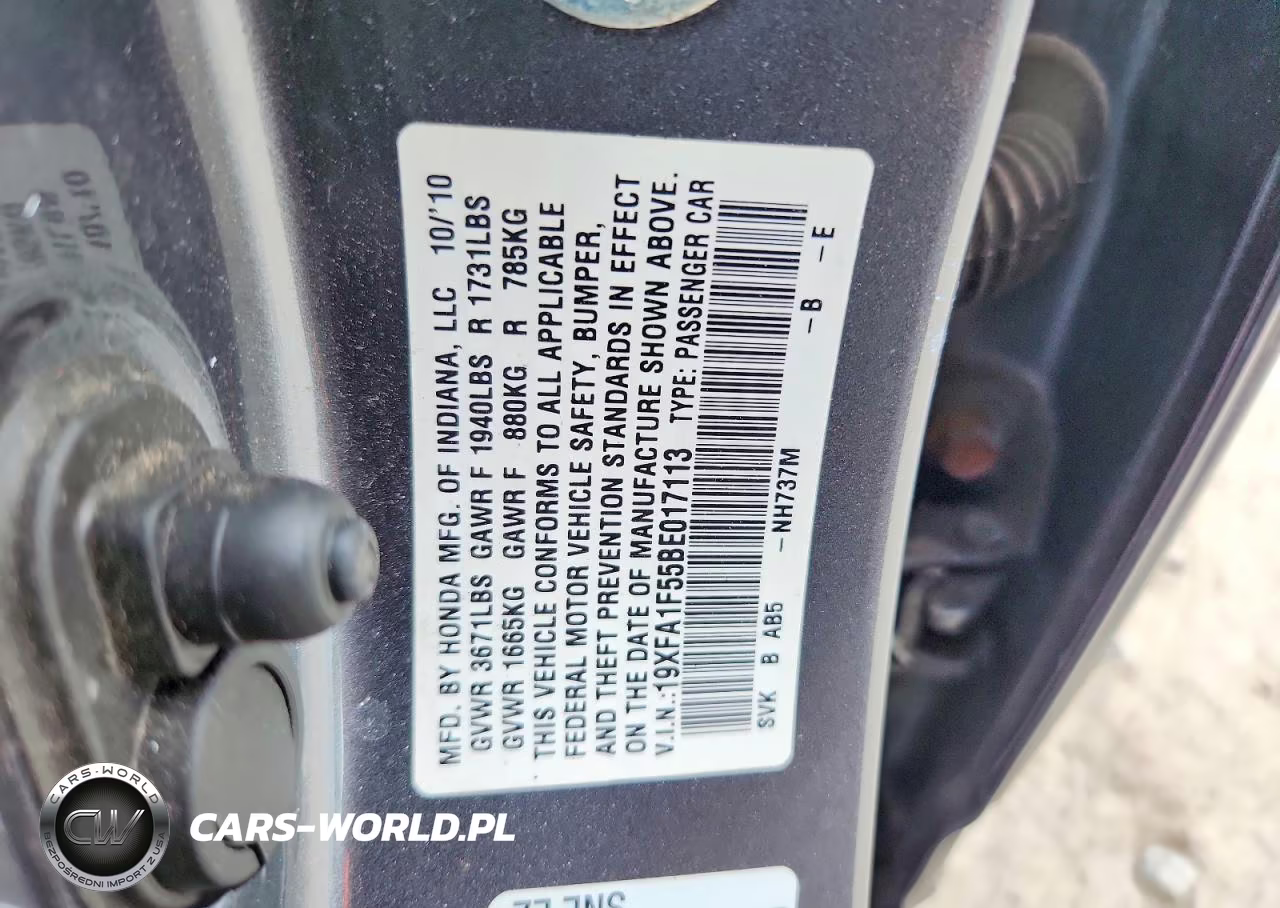 2011 Honda Civic Lx VIN:19XFA1F55BE017113 - 12