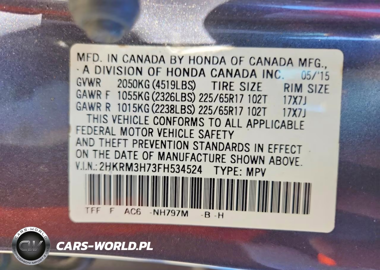 2015 Honda Cr-V Exl VIN:2HKRM3H73FH534524 - 13