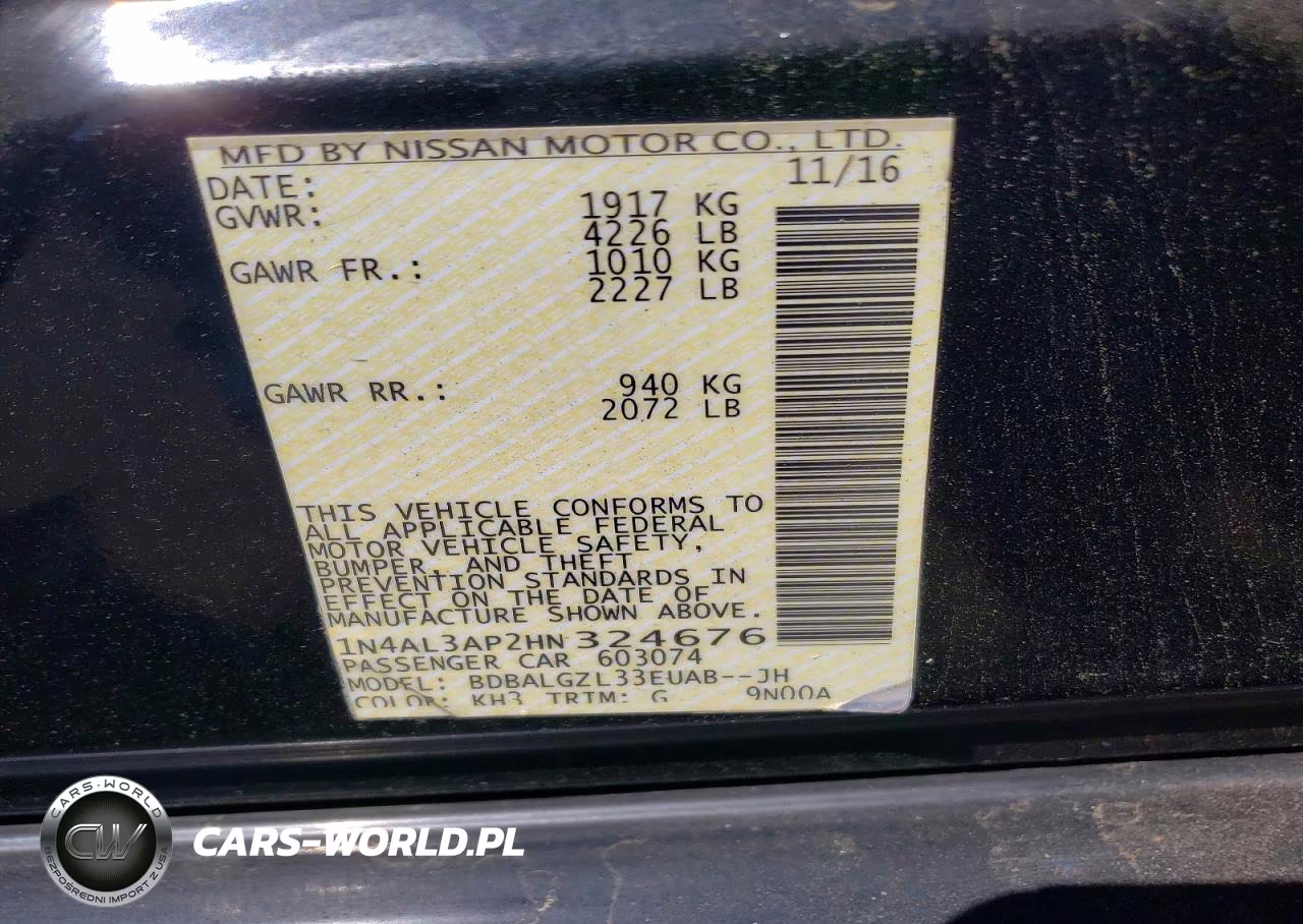 2017 Nissan Altima 2.5 S VIN:1N4AL3AP2HN324676 - 12