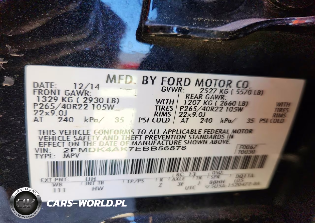 2014 Ford Edge Sport VIN:2FMDK4AK7EBB56878 - 13
