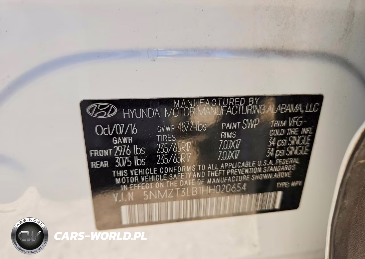 2017 Hyundai Santa Fe Sport 2.4L VIN:5NMZT3LB1HH020654 - 12