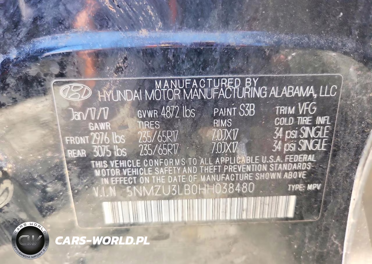 2017 Hyundai Santa Fe Sport 2.4L VIN:5NMZU3LB0HH038480 - 13