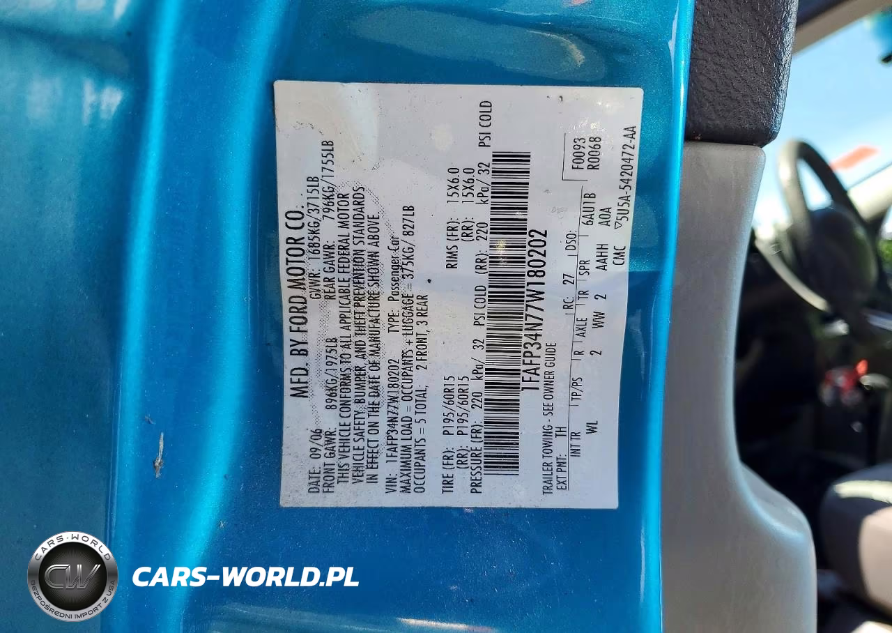 2007 Ford Focus Zx4 VIN:1FAFP34N77W180202 - 12