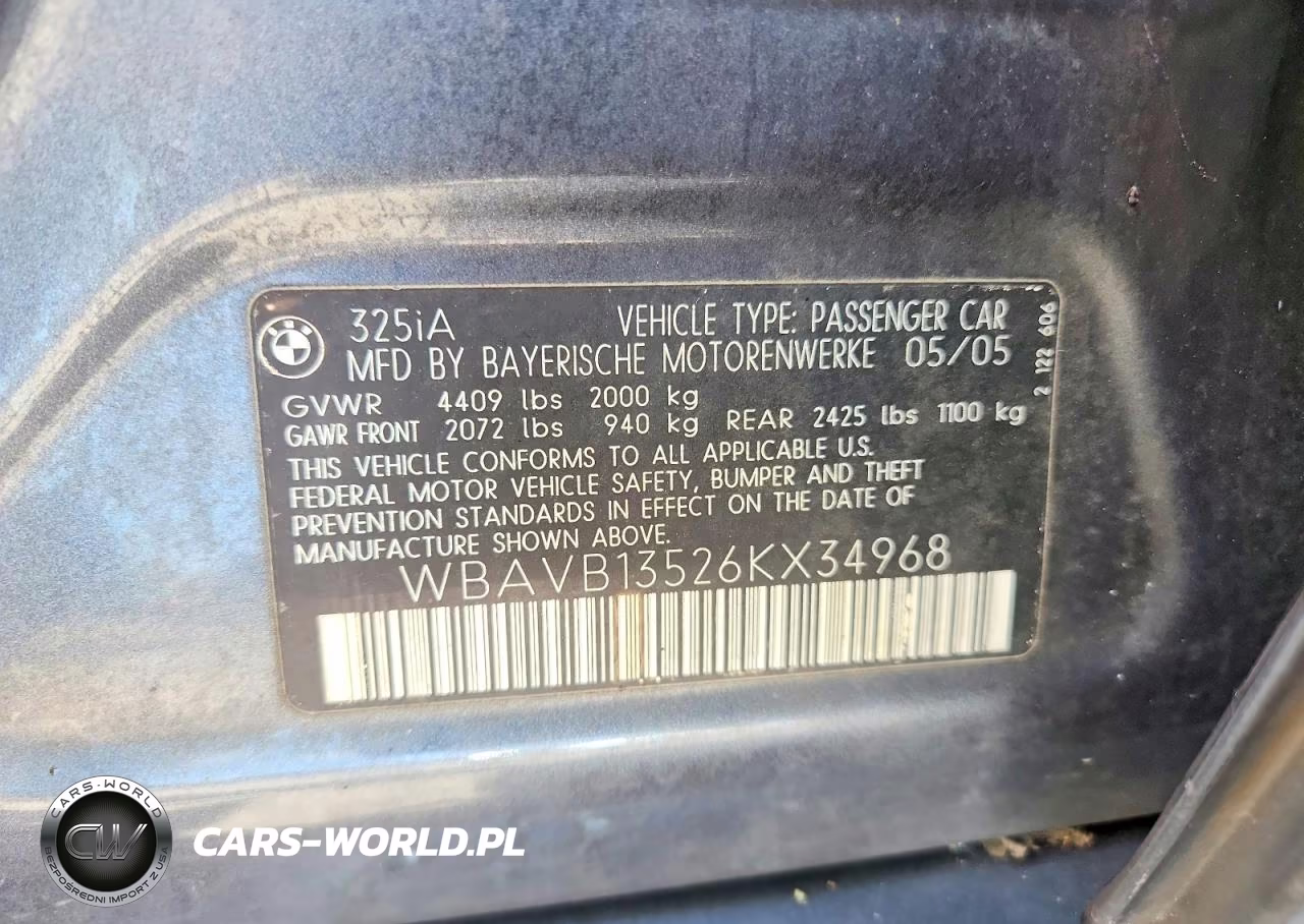 2006 BMW 325 I VIN:WBAVB13526KX34968 - 12