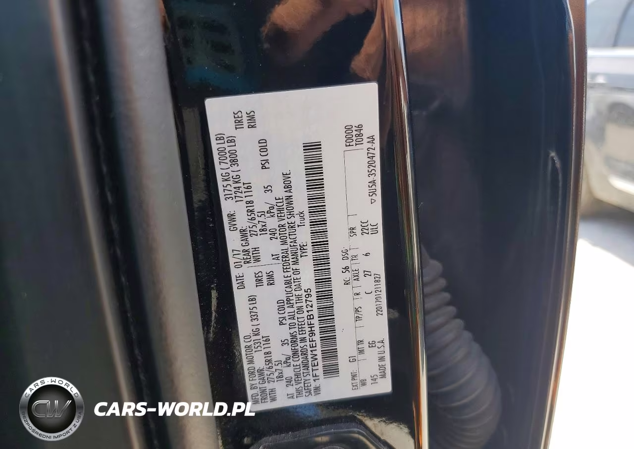 2017 Ford F150 Supercrew VIN:1FTEW1EF9HFB12795 - 12
