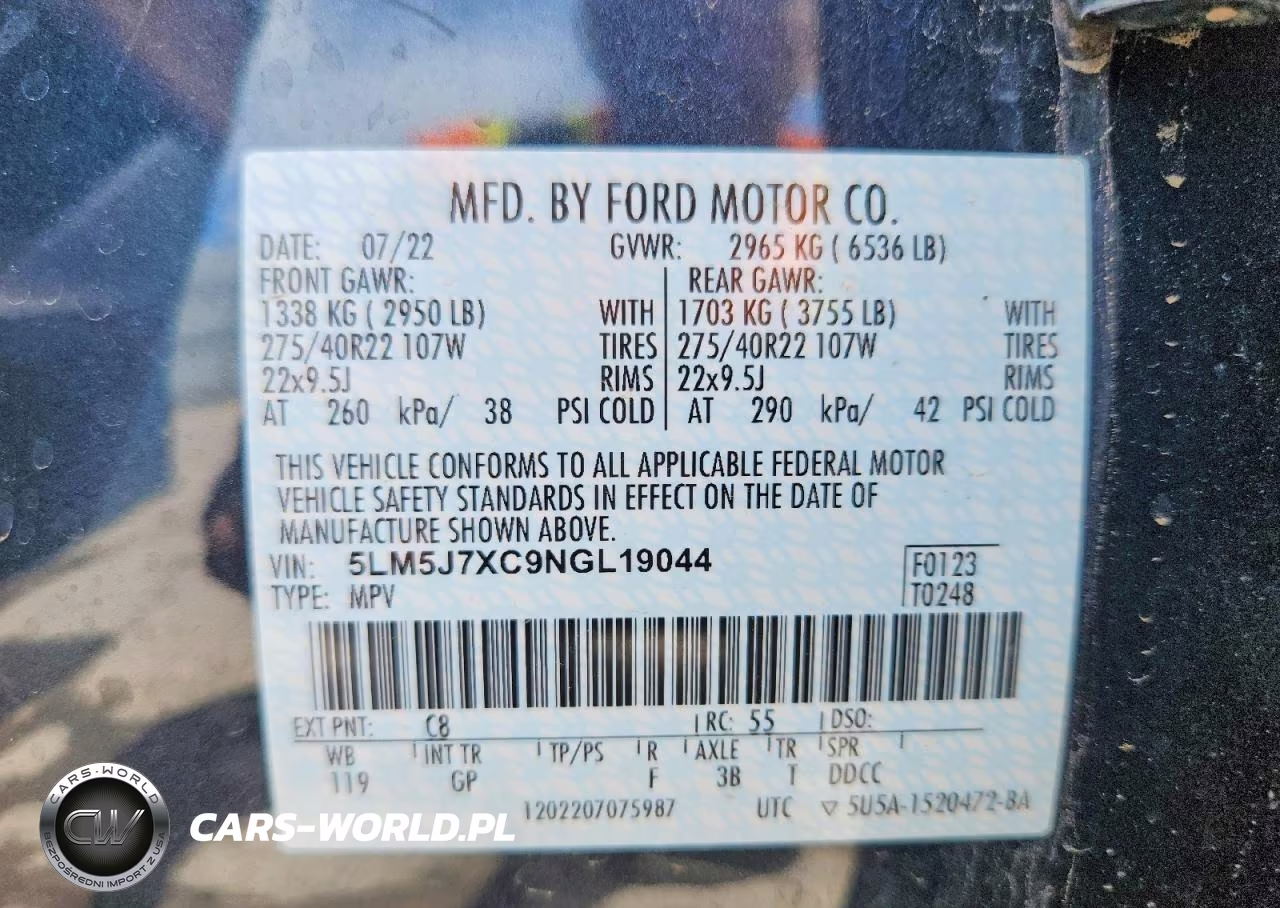 2022 Lincoln Aviator Reserve VIN:5LM5J7XC9NGL19044 - 13