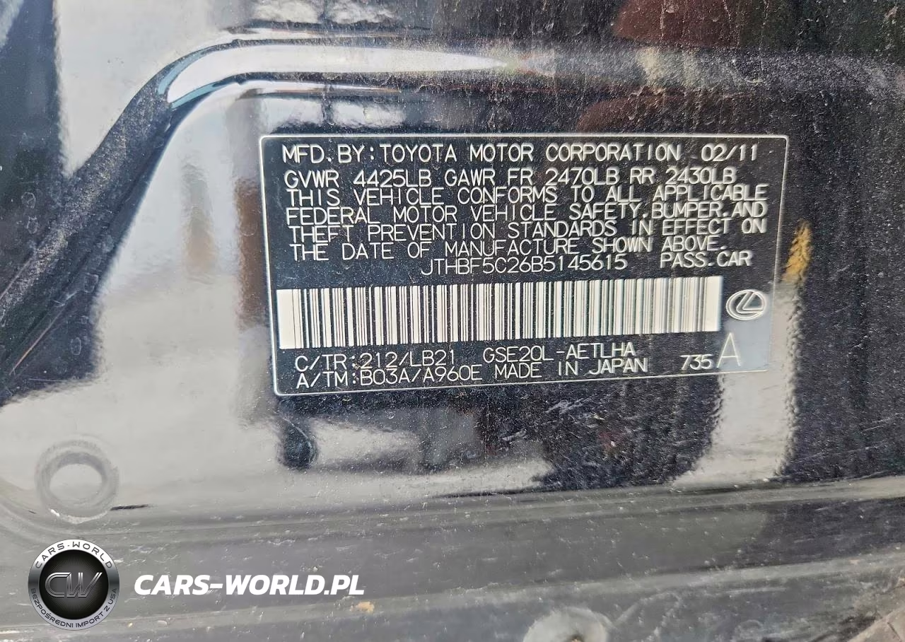 2011 Lexus Is 250 VIN:JTHBF5C26B5145615 - 13