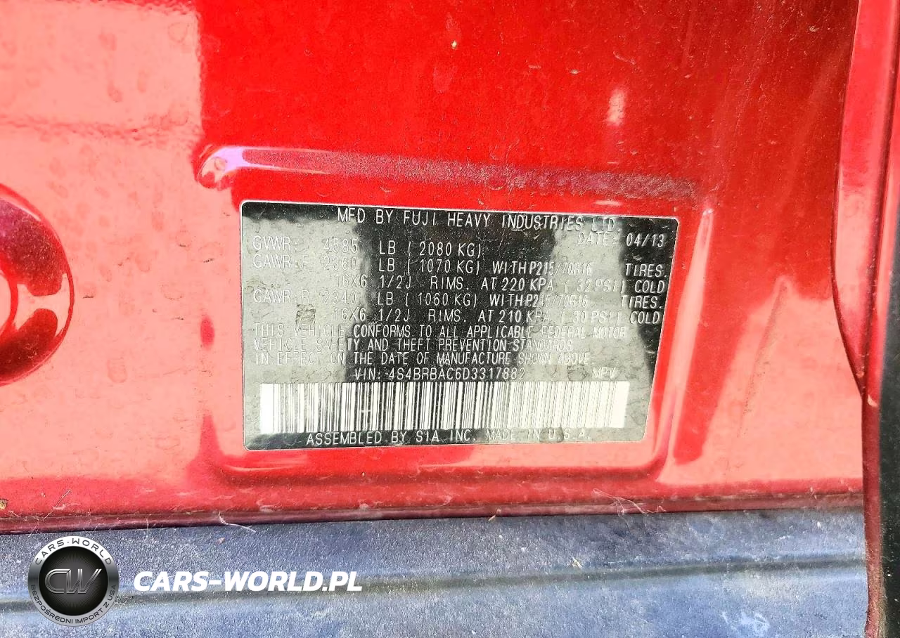 2013 Subaru Outback 2.5I VIN:4S4BRBAC6D3317882 - 13
