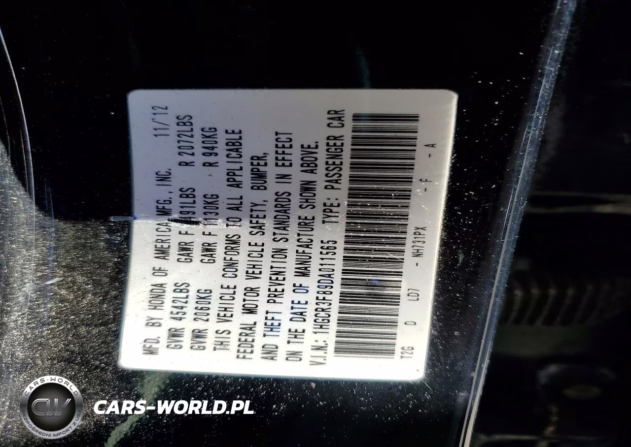 2013 Hond Accord VIN:1HGCR3F89DA011565 - 12