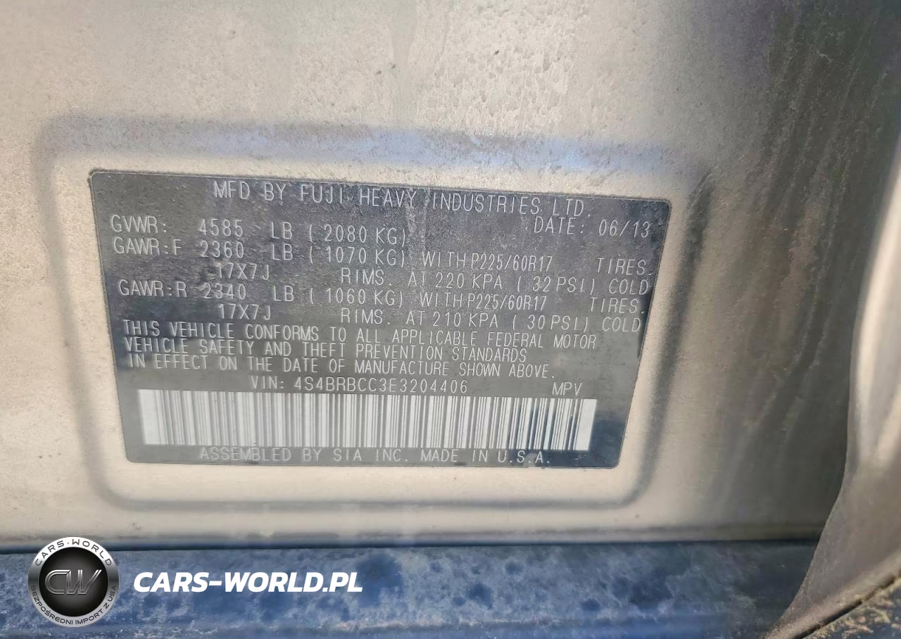 2014 SUBARU OUTBACK 2.5I PREMIUM VIN:4S4BRBCC3E3204406 - 13