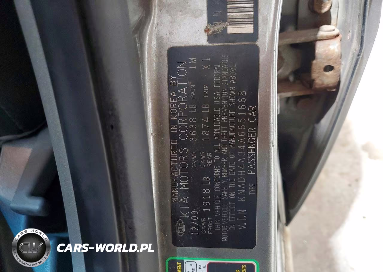 2010 Kia Lx 4 Door VIN:KNADH4A34A6651668 - 12